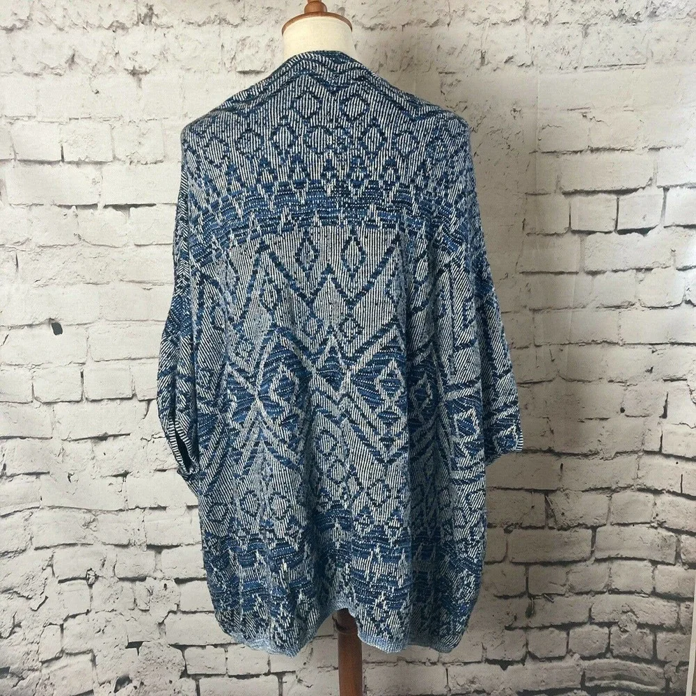 Ruff Hewn Open Front Poncho With Sleeves boho Western Aztec Print Size Xl - Picture 3 of 7